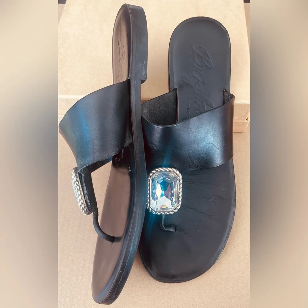 Brighton Black Sandals with Silver Embellishment - Picture 2 of 2